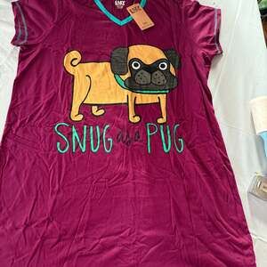 LazyOne Women's Snug As A Pug V-Neck Nightgown Sleep Shirt